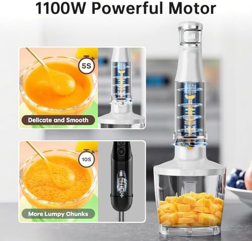 Turelar Immersion Blender Handheld Corded, 1100W 5 in 1 Hand Blender Set - Image 2