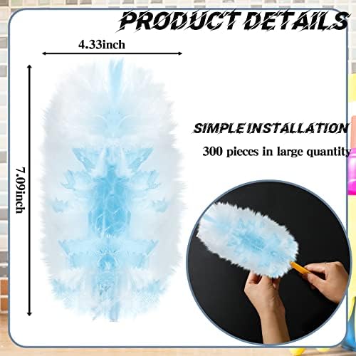 Vesici 300 Pcs Duster Refills Compatible with Swiffer Dusters Bulk Disposable Replacement Thickened with 1 Handle Heavy Duty for Cleaning, Office (Blue) - Image 3