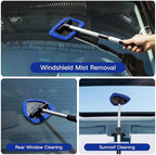 Qydipclin 10pcs Windshield Cleaner Tool, Car Window Cleaning Wash Kit with 4 Reusable Microfiber Pads 1 Spray Bottle and Extendable Handle Auto Glass Wiper Kit, Multicolor - Image 2
