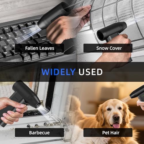 Electric Compressed Air Duster Vacuum Cleaner, LED Light 180000 RPM 5-Speed Handheld Mini Blower Storage Bag PC Cleaning Kit USB-C Rechargeable for Keyboard Home Outdoor Car BBQ Grill - Image 5