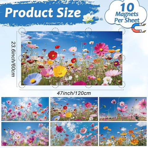 6 Pcs Fluorescent Light Covers with 60 Magnets Decorative for Classroom Ceiling Lights 4 x 2 Feet Magnetic Light Cover Filter Easy Install for Office Hospital Home Ceiling Supplies (Flower Bush) - Image 2