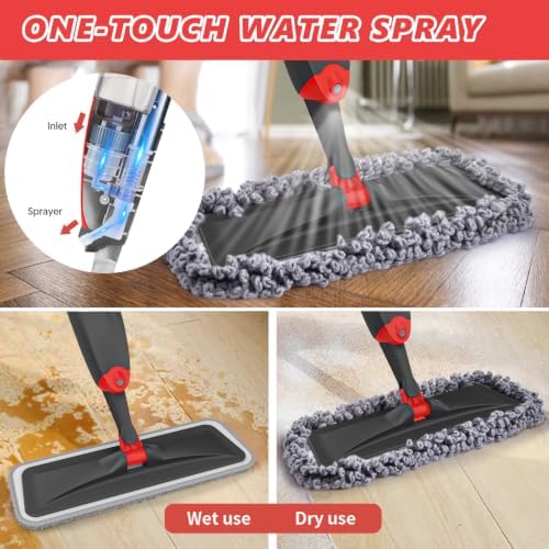 HOMTOYOU Microfiber Hardwood Floor Mop: Spray Mop for Cleaning Wood Floors - Image 2