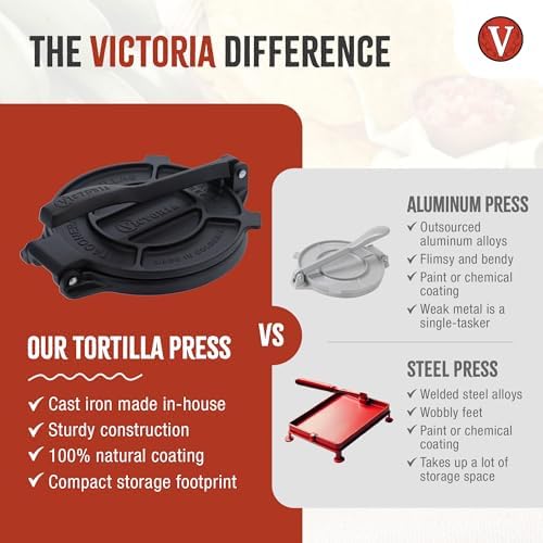 Victoria Cast Iron Tortilla Press, Tortilla and Roti Maker, Made in Colombia, 6.5 Inches - Image 4