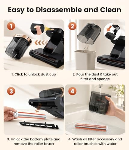 Mattress Vacuum Cleaner, 15Kpa Bed Vacuum Cleaner with UV-C Light Technology & Thermal Care, HEPA Filter & Ultrasonic, Versatile Handheld Vacuums Machine Deep Cleaner for Bed, Couch, Sofa, Crib - Image 7