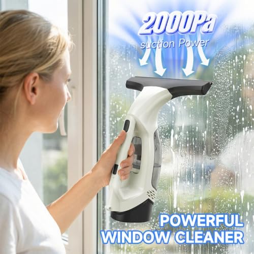 Cordless Window Vacuum Cleaner, Electric Squeegee with 2000Pa Suction, 30-40 in. Adjustable Extension Pole, 11 in. Blade for High Windows, Shower Doors, Mirrors, Tiles & Car Glass - Image 6