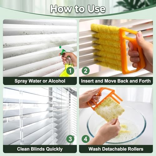 8 Pcs Window Blind Cleaner Duster Tool, 7 Fingers Blinds Cleaning Tool and 4 Pcs Air Vent Cleaner for Wood Venetian Blinds - Image 2