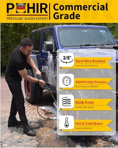3/8" Pressure Washer Hose 150ft 4800PSI with Swivel Quick Connector - Image 2