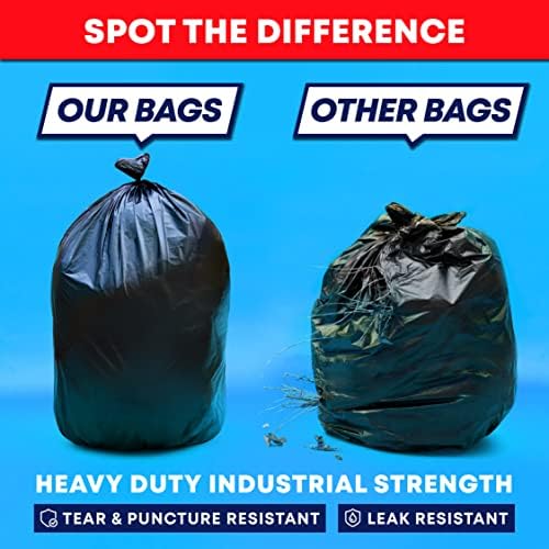 Veska Contractor Garbage Bags 55 Gallon 3 MIL Heavy Duty (MegaValue 50 Bags w/Ties) Contractor Trash Bags 50-60 Gallon 3 Mil Contractor Bag Heavy Duty 55 Gallon, Extra Large Industrial Contractor - Image 2