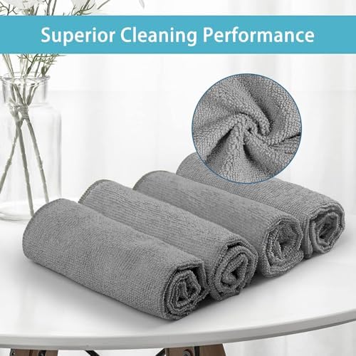 HOMEXCEL Grey Cleaning Rags 5 Pack, Highly Absorbent Microfiber Cleaning Cloth for Kitchen, Lint Free, Scratch-Free, Reusable Microfiber Towels for House, Window and Glass, Cars, 11.5 X11.5 inch - Image 3