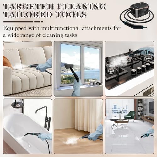 Steam Cleaner, Handheld Steam Cleaner for Home 15s Heat-Up 42.27oz Tank, 6 Level Adjustable, Portable Steamer for Cleaning, Grease, bathrooms,Grout, Tile, Bed Bugs, Floor, Couch, Car Detailing - Image 4