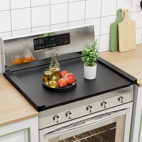 Noodle Board Stove Cover Wood(Ready to Use), Stove Top Covers for Electric Stove, Gas Stove, Wooden Decorative Rustic Kitchen Serving Tray, for Range Stovetop, Cooktop, 30'' * 22'', Black by Unknown