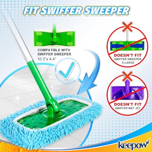KEEPOW 6 Pack Reusable Microfiber Mop Pads Compatible with Swiffer Sweeper - Image 2