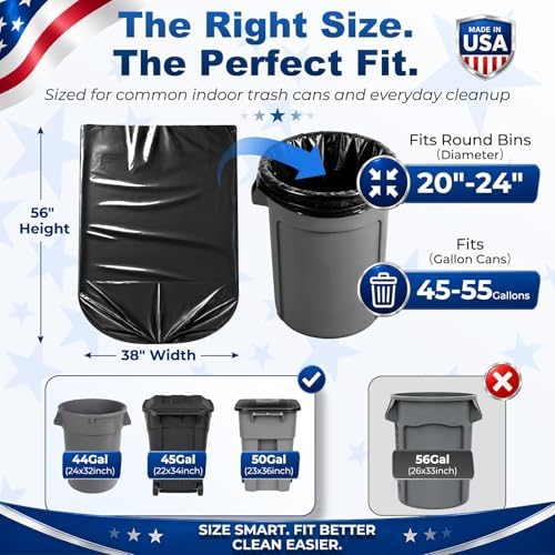 Delxo 55-60 Gallon Trash Bags, 400 Count, 38” x 56” Heavy Duty Garbage Bags - Image 5