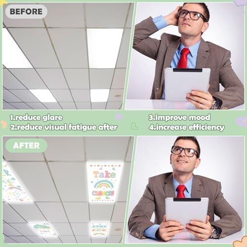 8pcs Fluorescent Magnetic Light Cover for Classroom,2x4 FT Pastel - Image 5
