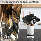 LATCHHOOK White utensil holder for Countertop, Glossy White Ceramic Utensil Holder for Kitchen Counter Easy to Clean, Modern Small Cooking Utensil Holder Spatula Crock for Décor, 4.5×6.4 IN - Image 5