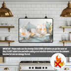 White Flower Golden Ribbon Stove Top Cover for Electric Stoves - Image 4