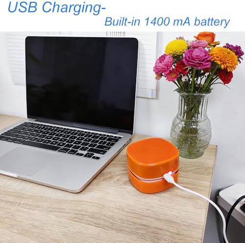 Mini Desk Vacuum Cleaner, Handheld Cordless，USB Charging,Orange. - Image 4