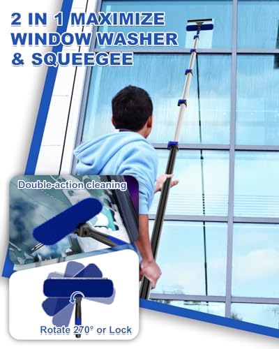 30Ft Reach Solar Panel Cleaning Brush Kit with 5-24ft Telescoping Pole, Water Fed Window Cleaner Tool with 20" Brush, Soap Dispenser, Cobweb Duster, Squeegee for Roof, RV, Gutter, Boat, Deck - Image 4