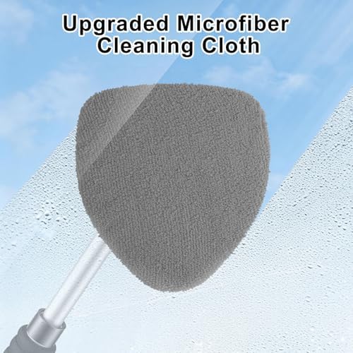 JUSTTOP Windshield Cleaner Tool, Car Interior and Exterior Window Cleaning Kit with Extendable Handle & 4 Reusable Microfiber Pads, Auto Glass Wiper Brush Kit for Car & Home Windows (Grey) - Image 2
