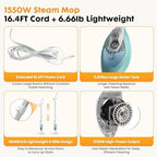 NEWBULIG 14-in-1 Steam Mop, Powerful Detachable Handheld Steam Cleaner for Floor Cleaning with 2 Washable Pads, 16.4 FT Cord, Multi-Purpose Floor Steamer for Hardwood, Clothes, Carpet, Tile, Grout - Image 4