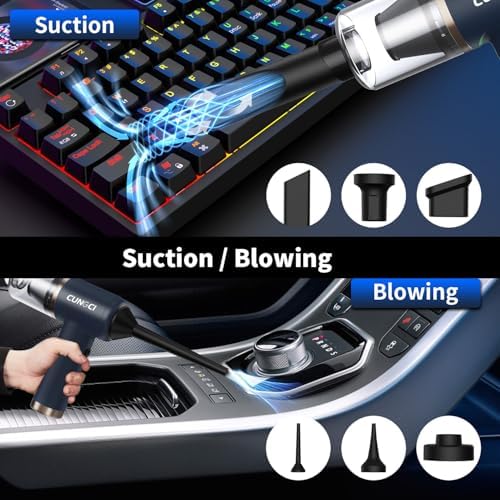 Car Vacuum Handheld Vacuum Portable Cordless, 18000Pa 5 in 1, 100W Brushless Motor, High Power Vacuum Cleaner with Window Breaker Hammer, LED Light, Multi-Nozzles for Car, Home, Pet, Office - Image 6