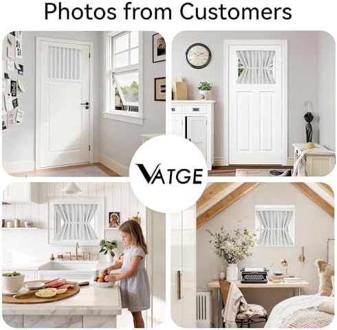 Vatge Small Door Window Curtains with Magic Tape, 2-in-1 Installation Method Shades for Front Door & Window, 1 Panel, W25 x L20, Greyish White - Image 5