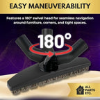 1.25" Hardwood Floor Vacuum Brush Attachment with Natural Horsehair Bristles - Includes 1-3/8" & 1.5" Adapters - Compatible with Shark, Miele, Hoover, Shop Vac, Eureka, Oreck - Image 4