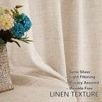 Linen Front Door Curtains 2 Pieces W35 x L40 Dual Rod Pocket Privacy - Image 4