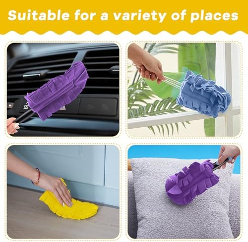 12 Pcs Reusable Duster Refills Washable Pads, Purple, Light Blue, Yellow - Image 4
