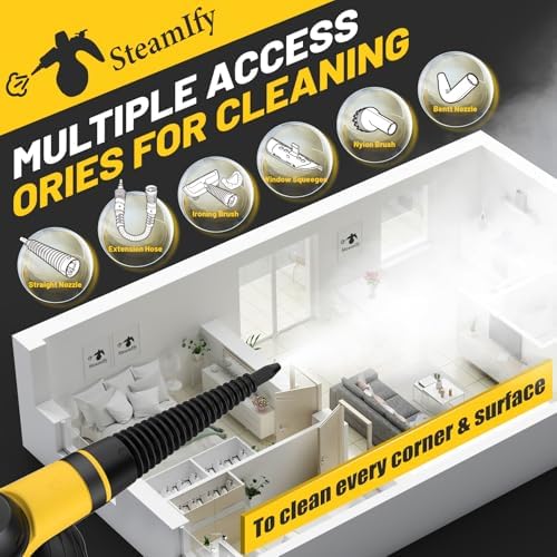 Pressurized Handheld Steam Cleaner with 10pcs Accessories & Safety Lock, Multi-Purpose & Powerful Home Use Steamer for Cleaning, Car, Bathroom, Shower, Upholstery, Grout, Window - Image 6