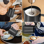 Milk Frothing Pitcher, 20oz Steaming Pitchers Stainless Steel Milk Coffee Cappuccino Latte Art Barista Steam Pitchers Milk Jug Cup with Decorating Art Pen, Matte Black - Image 6