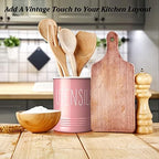 Bivvclaz Kitchen Utensil Holder - 6.7" Utensil Holder for Kitchen Counter - Cooking Utensil Crock with Cork Bottom - Pink Decor and Accessories - Utensil Storage Caddy Organizer - Image 5
