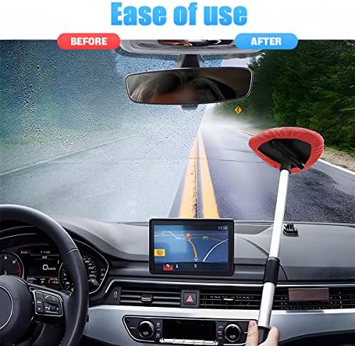 Extendable Car Windshield Cleaning Tool with Microfiber Pads, Red - Image 4