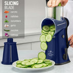 Rotary Cheese Grater Manual Hand Crank 5 Blade Shredder, Sapphire - Image 5