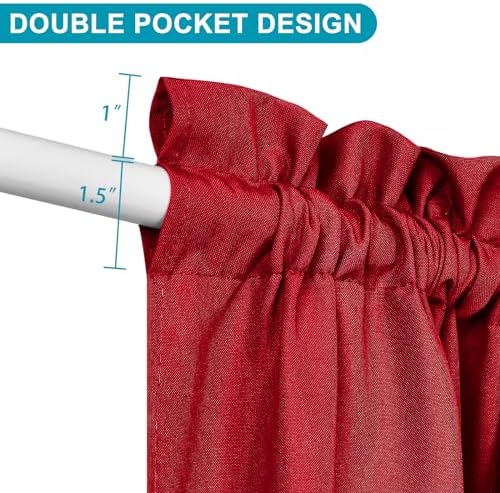 Hiasan French Door Curtains Semi Sheer, Red, 24W x 72L, 1 Panel - Image 3