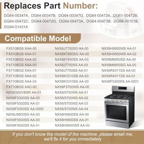 DG64-00473A Upgraded Gas Stove Knobs Compatible with Samsung Range Stove Knobs Replacements Nx58f5700ws Nx58h5600ss Nx58h5650ws Nx58j7750ss (1pcs) - Image 2