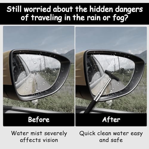 1 Pcs Car Window Mini Squeegee Retractable Auto Glass Squeegee Car Rearview Mirror Wiper Water Cleaner with Telescopic Long Rod Portable Cleaning Tools for All Vehicles (Black) - Image 3