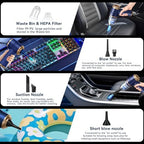 Handheld Car Vacuum Cleaner, Portable Cordless Mini Vacuums with Multi-Nozzles, High Power Dry Hand held Vacuum for Car, Computer, Sofa, Office, Pet, Home - Image 2