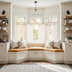 jinchan Linen Pinch Pleated Back Tab Tier Curtains, 38x45, Natural - Image 3