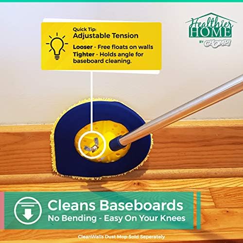 CHOMP! Microfiber Mop Refill Pack: 5 Minute CleanWalls 3-pak Yellow Reusable Washable Wall Washer, Ceiling Cleaner and Baseboard Duster - Dry Dust / Wet Wash Pads - Image 6