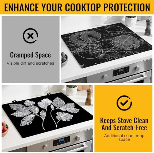 Stove Top Cover for Electric Stove,Glass Stove Top Cover, Heat Resistant Glass Cooktop Cover, Stovetop Protector, Kitchen Decor, Dish Drying Mats Cover for Ceramic Washer Top 28.5x20.5 inch - Image 4