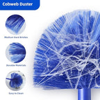 Microfiber Duster for High Ceiling Fan Blades, Cobweb with Extension Pole Adjusts 15-82 Inch, Reusable Cleaning Duster Kit with 3 Duster Heads for Wall Blinds Door Furniture Bookshelves (Blue) - Image 4