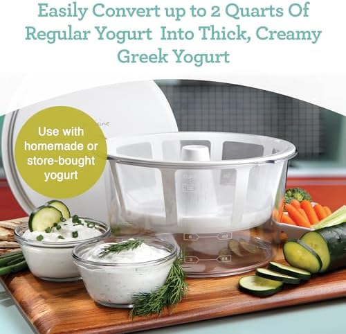 Euro Cuisine GY50 Greek Yogurt Maker with Ultra Fine Mesh Strainer Basket, BPA Free, Patented Greek Yogurt Strainer for Homemade Greek Yogurt (White) - Image 2