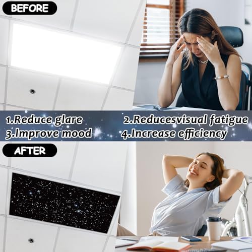 8 Pcs Fluorescent Light Covers with 80 Magnets Decorative for Classroom Ceiling Light 4 x 2 Feet Magnetic Light Covers Filter Easy Install for Office Hospitals & Home Drop Ceiling Supplies (Star) - Image 3