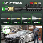 2026 New 5000 PSI Electirc Pressure Washer with 3 Levels Adjustable Pressure Gun, 4 Nozzles and Foam Cannon, Heavy Duty Power Washer for Home/Car/Fence/Garden, 20FT Hose+35FT Cord, Red - Image 6