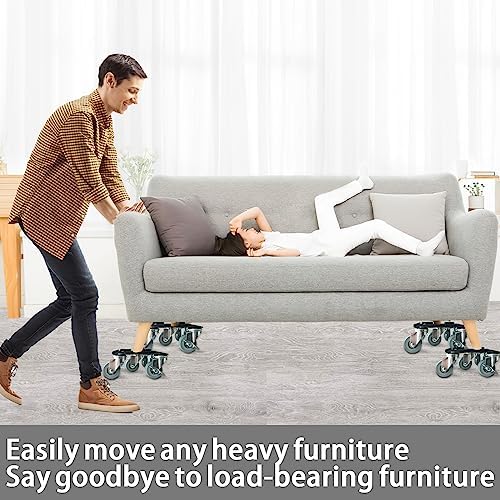 Furniture-Dolly-Furniture-Movers-with-5-Wheels, Furniture Sliders Large Size Carbon Steel Panel Lifter Tool for Moving Heavy Furniture, Furniture Dollies with 2 Brakes, Max Capacity 3335 Ibs - Image 3