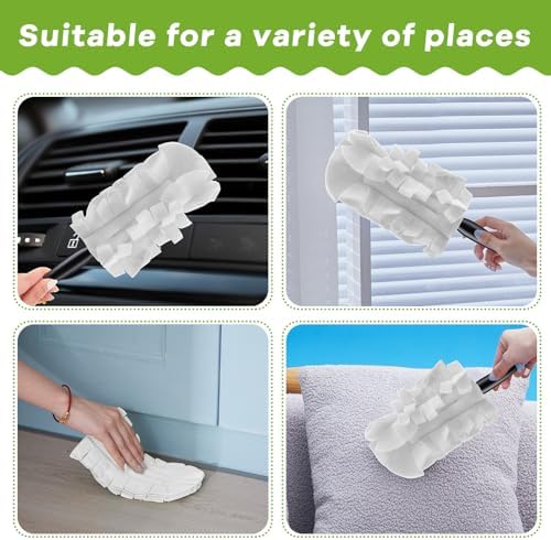 6 Pcs Reusable Duster Refills Washable Pads, White - Image 3