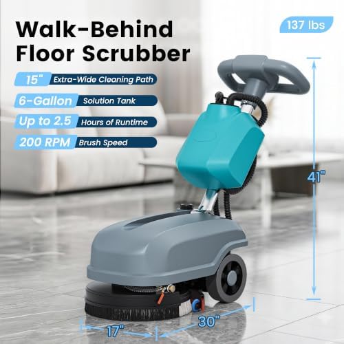 PX4 15" Compact Walk-Behind Floor Scrubber Machine, Commercial - Image 2