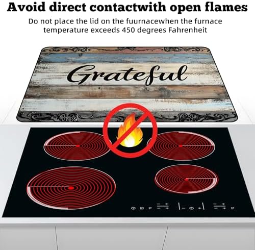 Multi-Design Stove Top Cover for Glass/Electric Stoves - 3-in-1 Heat-Resistant Protector Mat, Non-Slip Drying Rack 28"x20" (Grateful, 28" L x 20" W) - Image 3
