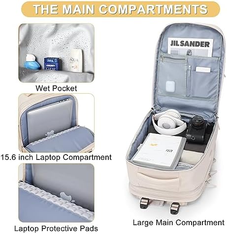 Expandable Travel Backpack For Women Men Airline Approved Personal Item Backpack For Airlines Carry On Backpack Flight Approved Waterproof Backpack For Traveling On Airplane Weekender Travel Bag - Image 4